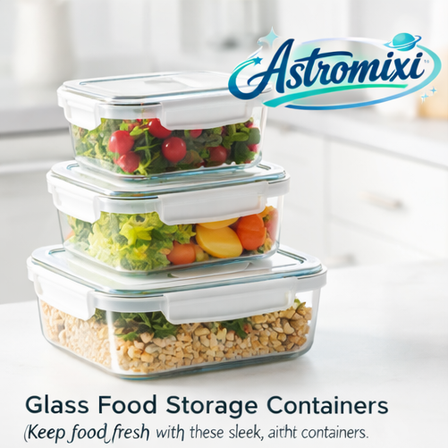Astromixiโข Glass Food Storage Containers (Set of 3), Glass food storage, Airtight containers, Modern kitchen storage, Meal prep containers, Eco-friendly kitchenware, Astromixi food storage