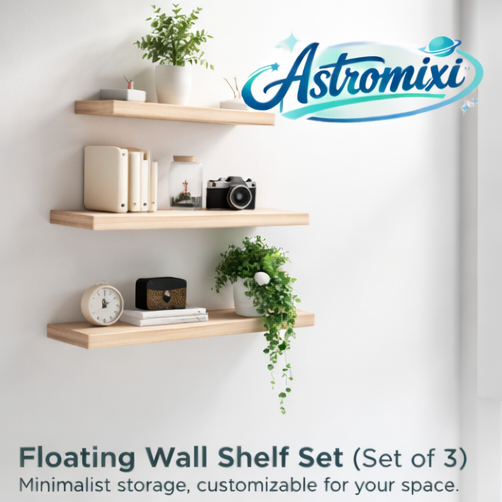 Astromixi™ Floating Wall Shelf Set (Set of 3) Floating wall shelves, Modern wall storage, Minimalist wall decor, Small space organization, Astromixi home decor
